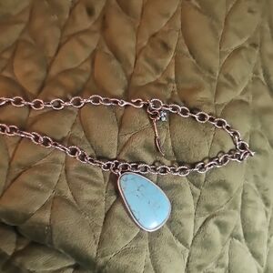 Silver Chain Necklace with Turquoise Pendant